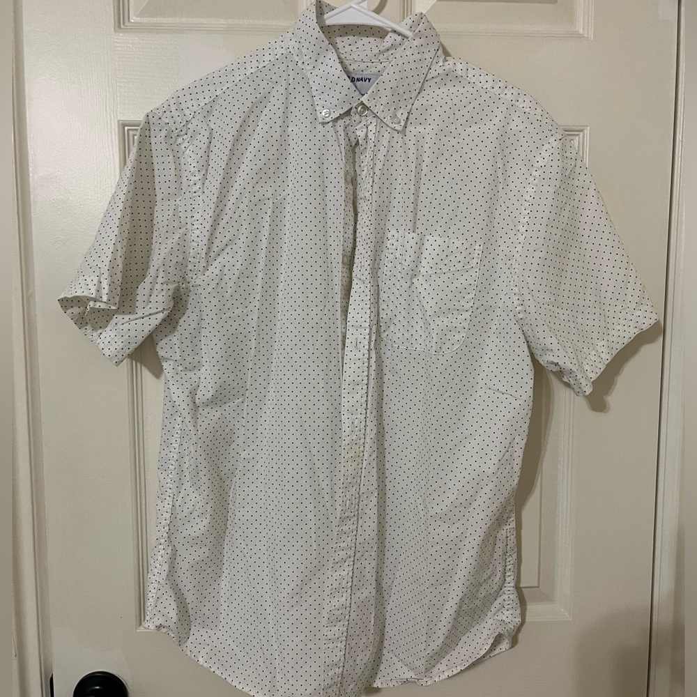 Old Navy White Polka Dot Men's Shirt